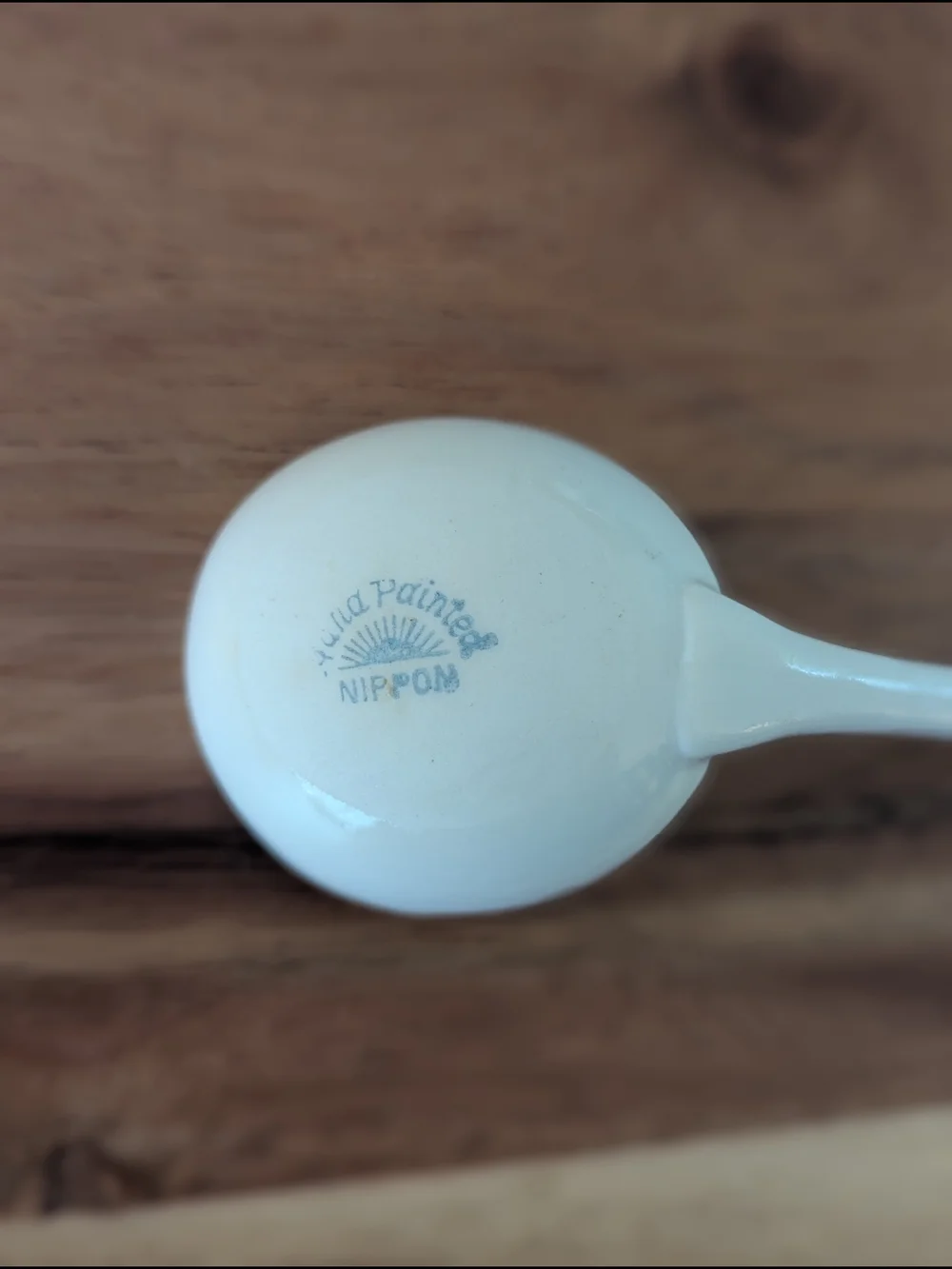 Nippon Hand Painted Porcelain Condiment Spoon Mayonnaise Ladle Rising Sun